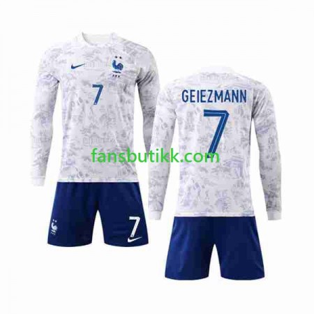 Fotballdrakt Frankrike Griezmann 7 Barn Bortetrøye World Cup 2022 Langermet